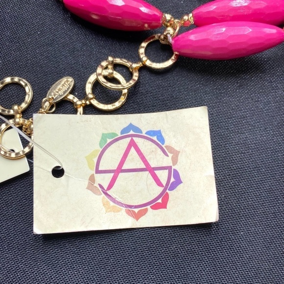 Amrita Singh Statement Multi-Strand Hot Pink Beads and Gold Tone Chain Necklace - Picture 9 of 15